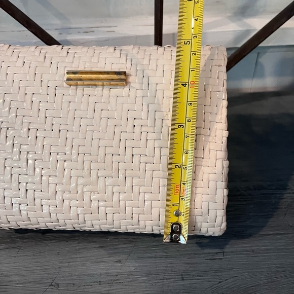 Vintage 1950s Rodo Italy Wicker Straw Woven Clutch Bag White - Picture 10 of 11